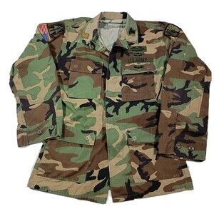 US Army Military Field Jacket Mens ST Woodland Camo Utility Hunting Small  Tall